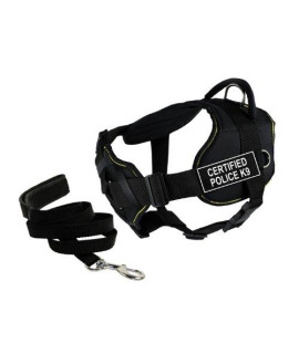 Dean & Tylers DT Fun chest Support cERTIFIED POLIcE K9 Harness Large with 6 ft Padded Puppy Leash.