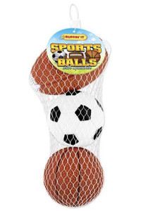 RUFFIN IT 3-Pack Vinyl Sports Ball in Mesh Bag for Pets
