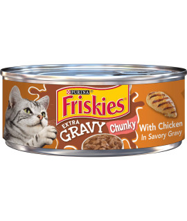 Purina Friskies Gravy Wet Cat Food, Extra Gravy Chunky With Chicken in Savory Gravy - (24) 5.5 oz. Cans