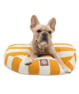 Yellow Vertical Stripe Small Round Indoor Outdoor Pet Dog Bed With Removable Washable cover By Majestic Pet Products