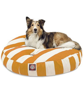 Yellow Vertical Stripe Medium Round Indoor Outdoor Pet Dog Bed With Removable Washable cover By Majestic Pet Products