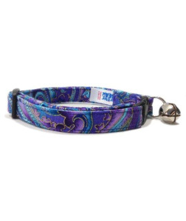 Crittergear Breakaway Cat Collar In Purple Blue Paisley (U.S.A. Made)