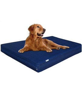 Dogbed4less XL Orthopedic Waterproof Memory Foam Dog Bed with Durable Denim Cover for Large Dogs and Extra Pet Bed Cover, 47X29X4 Fits 48X30 Crate