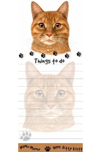Tabby Cat Magnetic List Pads Uniquely Shaped Sticky Notepad Measures 8.5 by 3.5 Inches