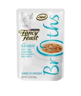 Fancy Feast Broths Classic Tuna & Vegetable Cat Food Complement, 1.4 oz. Pack of 32