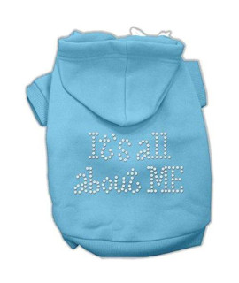 Mirage Pet Products 8-Inch Its All About Me Rhinestone Hoodies, X-Small, Baby Blue