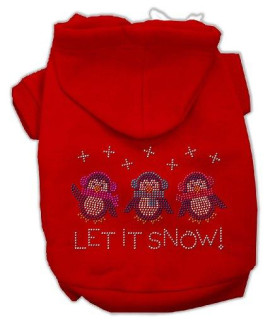 Mirage Pet Products 8-Inch Let it Snow Penguins Rhinestone Hoodie, X-Small, Red
