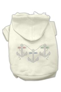 Mirage Pet Products 14-Inch Rhinestone Anchors Hoodies, Large, Cream