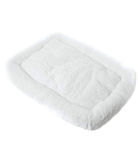 Long Rich HCT ERE-001 Super Soft Sherpa Crate Cushion Dog and Pet Bed, White, By Happycare Textiles, Standard style, 24 x 18 inches