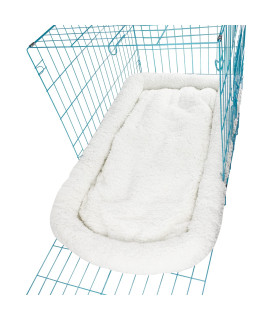 long rich Super Soft Sherpa crate cushion Dog and Pet Bed Reversible Rectangle Pet Bed with Non-Slip BottomWhite by Happycare Textiles42 x 26 inches