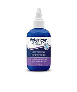 Vetericyn Plus All Animal Ophthalmic Gel. Painless Product for Eye Abrasions and Irritations. Helps Relieve Pink Eye and Allergy Symptoms. For Dogs/Cats. 3 oz. (Packaging/Bottle Color May Vary)
