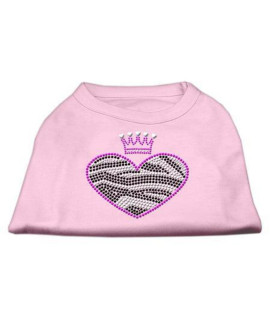 Mirage Pet Products Zebra Heart Rhinestone Dog Shirt, Large, Light Pink