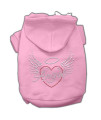 Mirage Pet Products 14 Angel Heart Rhinestone Hoodies, Large, Pink