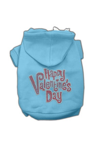 Mirage Pet Products 10 Happy Valentines Day Rhinestone Hoodies Baby, Small, Blue