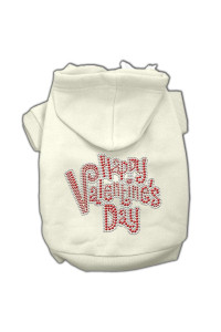 Mirage Pet Products 18 Happy Valentines Day Rhinestone Hoodies, 2X-Large, Cream