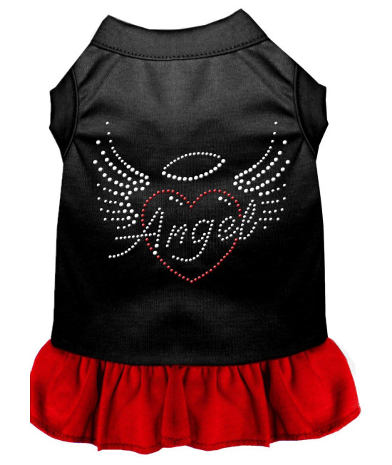 Mirage Pet Products 57-55 LGBKRD 14 Angel Heart Rhinestone Dress Black with Red, Large