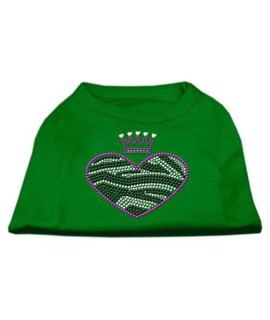 Mirage Pet Products Zebra Heart Rhinestone Dog Shirt, X-Small, Emerald Green