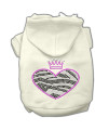Mirage Pet Products 12 Zebra Heart Rhinestone Hoodies, Medium, Cream