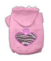 Mirage Pet Products 8 Zebra Heart Rhinestone Hoodies, X-Small, Pink
