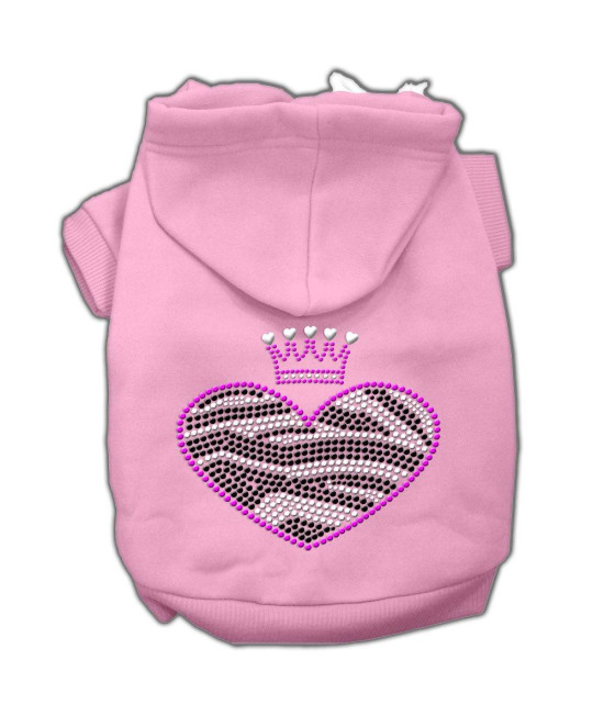 Mirage Pet Products 8 Zebra Heart Rhinestone Hoodies, X-Small, Pink