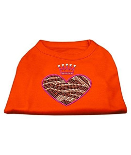 Mirage Pet Products Zebra Heart Rhinestone Dog Shirt, Small, Orange