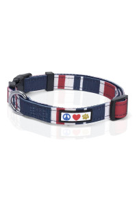 Pawtitas Pet Soft Adjustable Solid color Nylon Puppy Dog collar Matching Leash and Harness Sold Separately Personalized customizable Dog collar Embroidered customize w Pet Name Phone Number (X-Small (Pack of 1), Red White Blue)