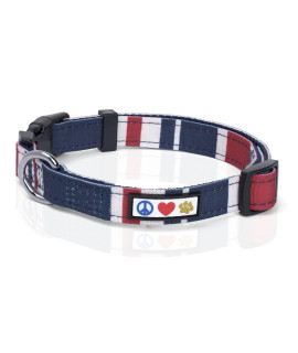 Pawtitas Pet Soft Adjustable Solid color Nylon Puppy Dog collar Matching Leash and Harness Sold Separately Personalized customizable Dog collar Embroidered customize w Pet Name Phone Number (X-Small (Pack of 1), Red White Blue)