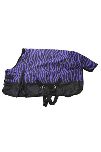 600D Medium Weight Horse Pony Blanket Water Proof Rip Stop Purple Zebra Print 56"