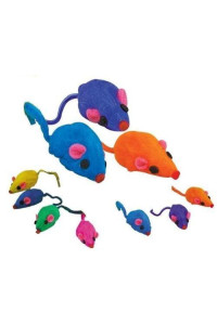 JOEOR Zanies 20 x Cat Toy Rainbow Fur Mice That Rattle