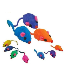 JOEOR Zanies 20 x Cat Toy Rainbow Fur Mice That Rattle