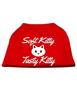 Mirage Pet Products 10-Inch Softy Kitty Tasty Kitty Screen Print Dog Shirt Small Red