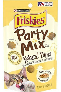 Friskies Party Mix Cat Treats, Naturals with Real Chicken, 2.1 Oz Pouch