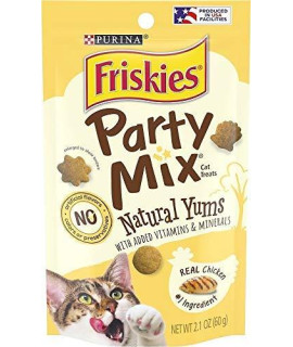 Friskies Party Mix Cat Treats, Naturals with Real Chicken, 2.1 Oz Pouch