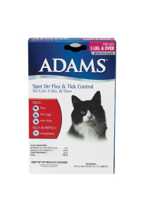 Adams Flea and Tick Spot On for Cats, 5 Pound and Over, 3 Month Supply, Refill, No Applicator