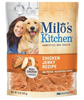 Milos Kitchen Chicken Jerky Strips Dog Treats, 15 Oz
