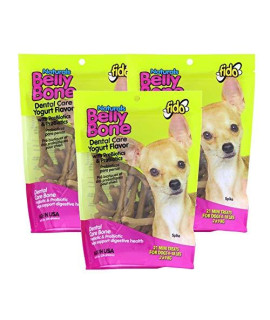 (3 Pack) Fido Belly Dog Bone, Digestion Aid w/ Prebiotic and Probiotic Enzymes, Mini, 21 Bones each