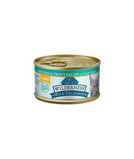 Blue Buffalo Wilderness Wild Delights High Protein Grain Free, Natural Adult Flaked Wet Cat Food, Chicken & Trout 3-Oz Cans (Pack Of 24)