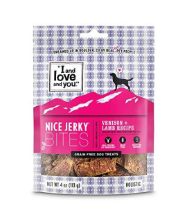 I and love and you Nice Jerky Bites - Grain Free Dog Treats, Venison + Lamb, 4-Ounce, Pack of 1