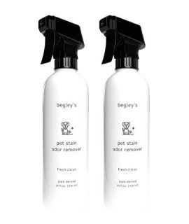Begleys Best Natural Pet Stain and Odor Remover - 24 Ounce - Environmentally Responsible Plant-Based Formula, Cleans Tile, Wood, Carpet, and Upholstery - 2 Pack