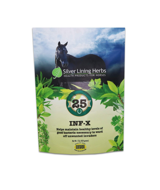 Silver Lining Herbs 25 Equine INF-X - Supports Horse Stress Relief and Healthy Levels of Good Bacteria - Natural Support for Equine Immune System - Herbal Supplement for Equine Detoxification - 1 lb