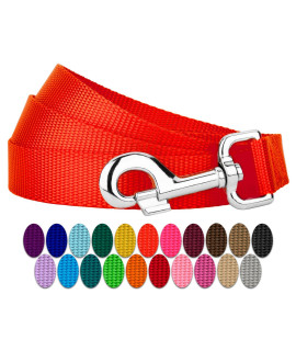 country Brook Petz - 1 Inch Solid color Nylon Dog Leash - Durable clip - Soft Handle (1 Inch Wide, 4 Foot, Hot Orange)
