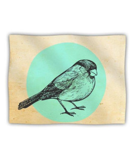 KESS InHouse Sreetama Ray Old Paper Bird Teal circle Pet Blanket 60 by 50-Inch