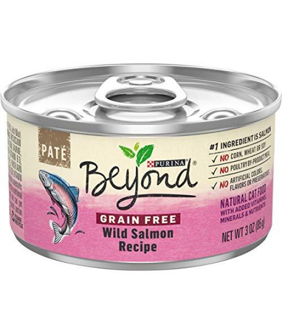 Purina Beyond Grain Free, Natural Pate Wet Cat Food, Grain Free Wild Salmon Recipe - (12) 3 oz. Cans