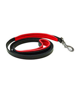 Perris Leather 12-Inch Black with Red Skinny Padded Leather Dog Leash 5-Feet