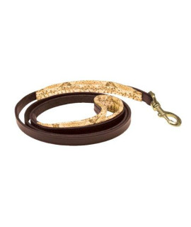 Perris Leather 12-Inch Havana with Snake Skinny Padded Leather Dog Leash 5-Feet