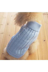 Tangpan Turtleneck classic Straw-Rope Pet Dog Sweater Apparel (Blue,L)