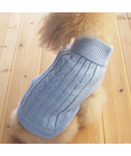 Tangpan Turtleneck classic Straw-Rope Pet Dog Sweater Apparel (Blue,L)