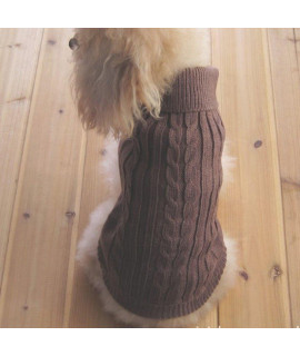 Tangpan Turtleneck classic Straw-Rope Pet Dog Sweater Apparel(Brown,XS)