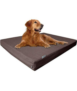 Dogbed4less Extra Large Orthopedic Memory Foam Dog Bed for Large Dogs, Durable Denim Cover, Waterproof Liner and Extra Pet Bed Case, Fit 48X30 Crate, Brown