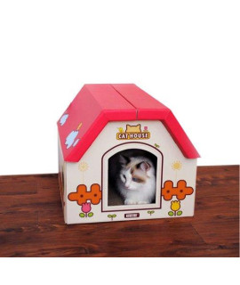 Panda Superstore Diy Collapsible Cat House Folded Cardboard House Cat Bed(404535 Cm)
